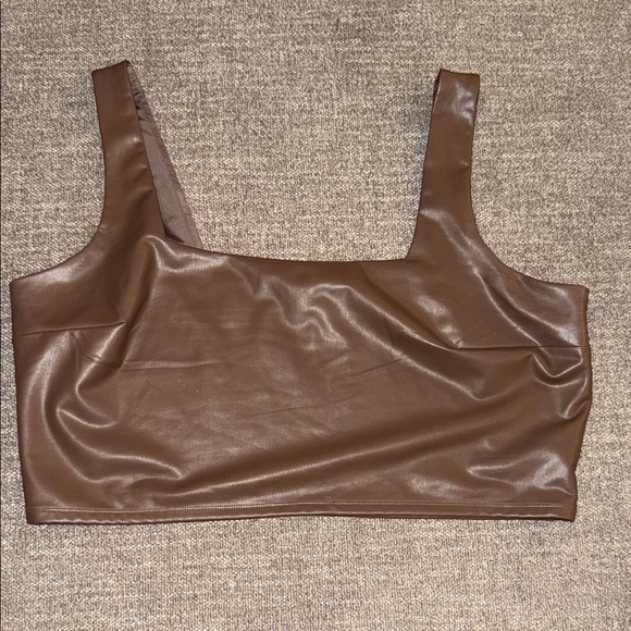 Express Brown Faux Leather Tank Top - Picture 1 of 1